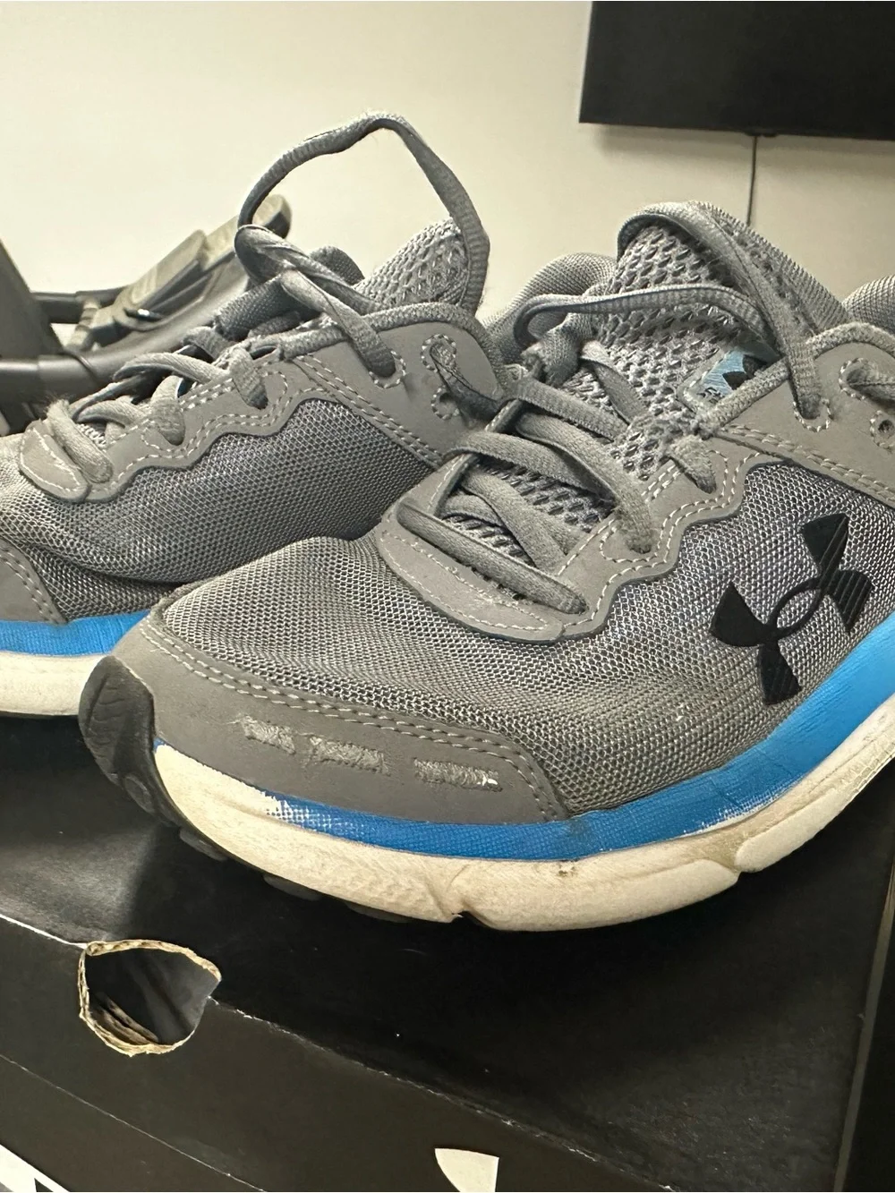 Under Armour Kids Gray & Blue Athletic Sneakers